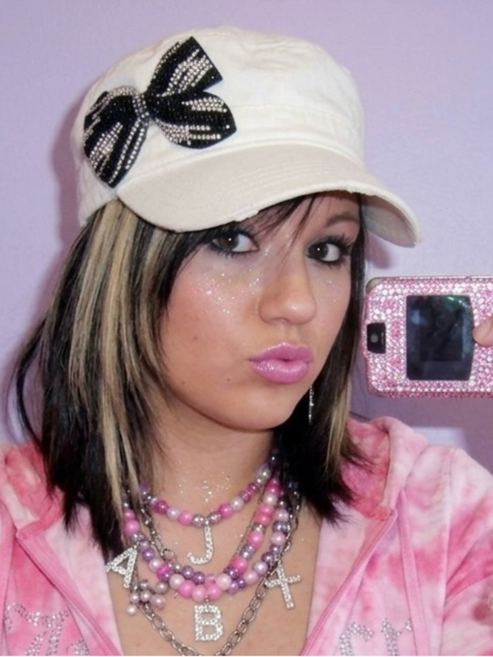 Vintage Y2K McBling Cadet cap with rhinestone bow Like New